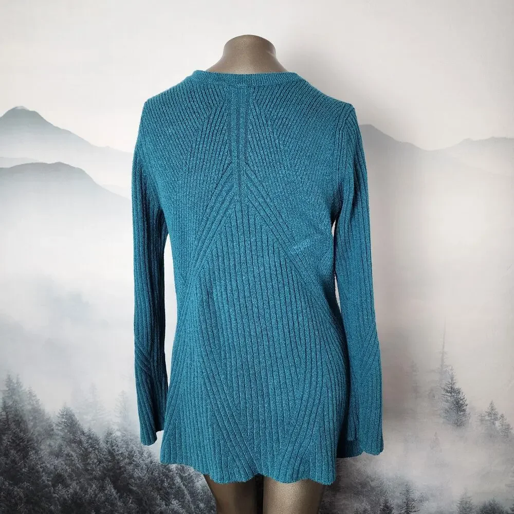 Cabi Deco V-Neck Knit Teal Cardigan | Women's Medium